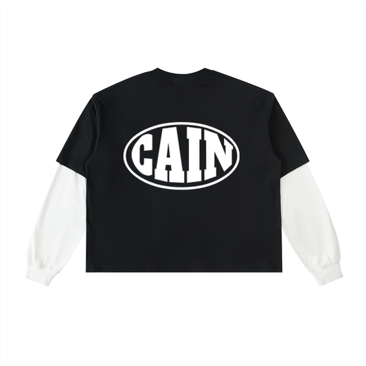 Layered Contrast Sleeve Cotton T-Shirt
